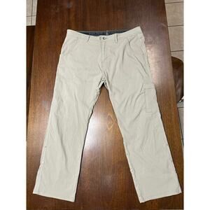 Prana Outdoor Hiking Travel Camping Adjustable Cargo Pants Men 40x30 Granola